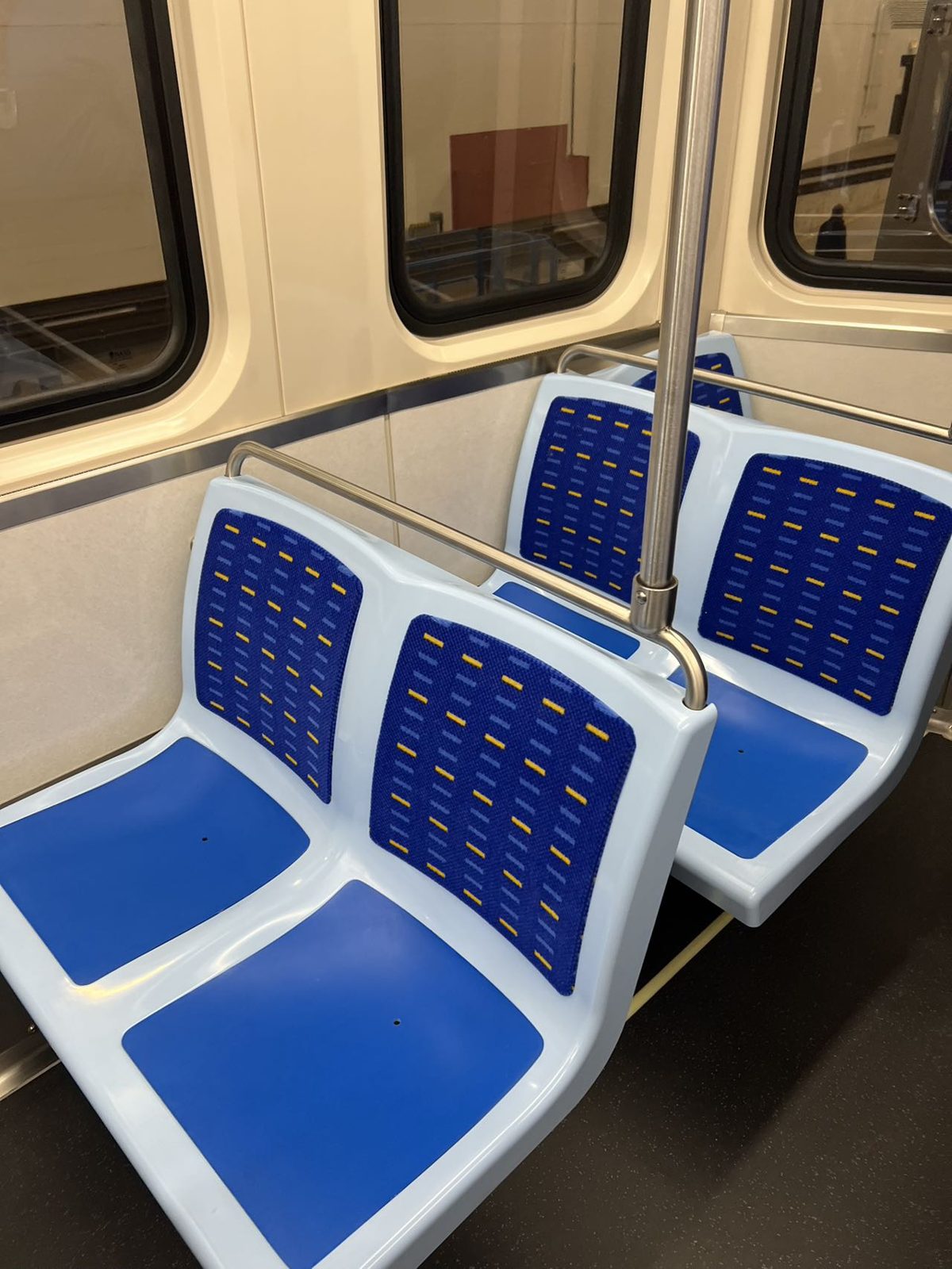 Side windows above seating in a CTA 7000 Series car